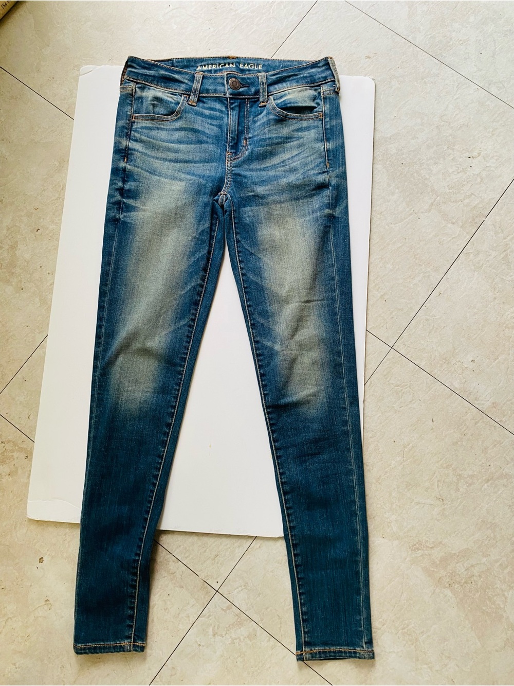 American Eagle Jegging Jeans Womens 4 Super Stretch Skinny Medium Wash 28 x 27